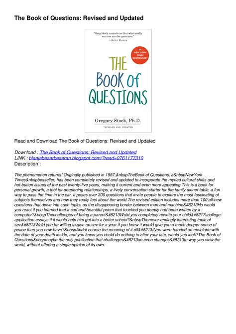 The Book of Questions Revised & Updated Edition Doc