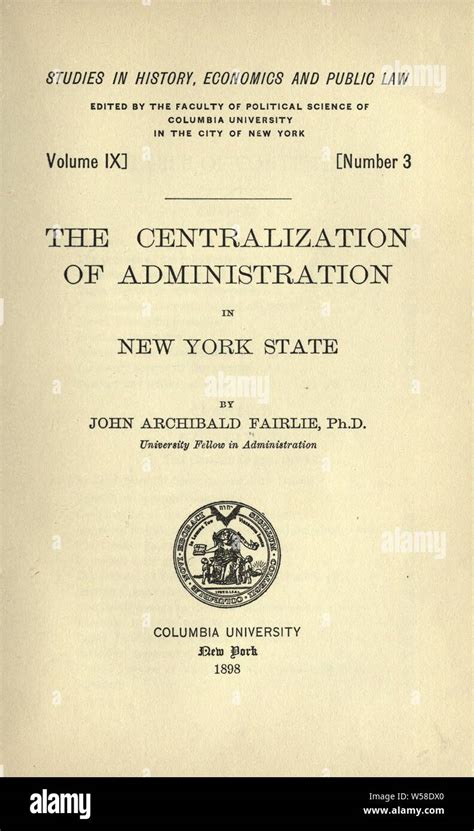 The Centralization of Administration in New York State PDF