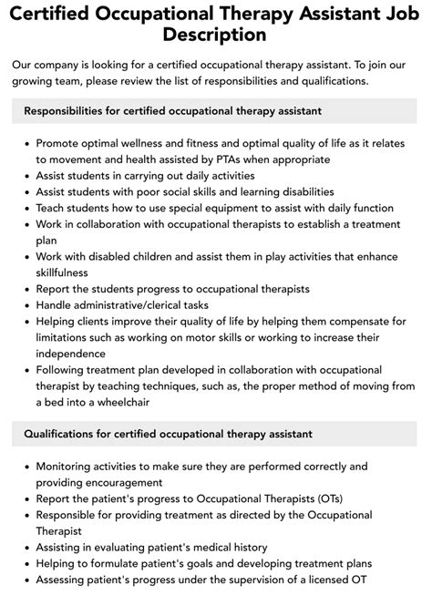 The Certified Occupational Therapy Assistant Principles Doc