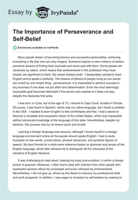The Characters in the Excerpt Are an Example of: The Importance of Perseverance