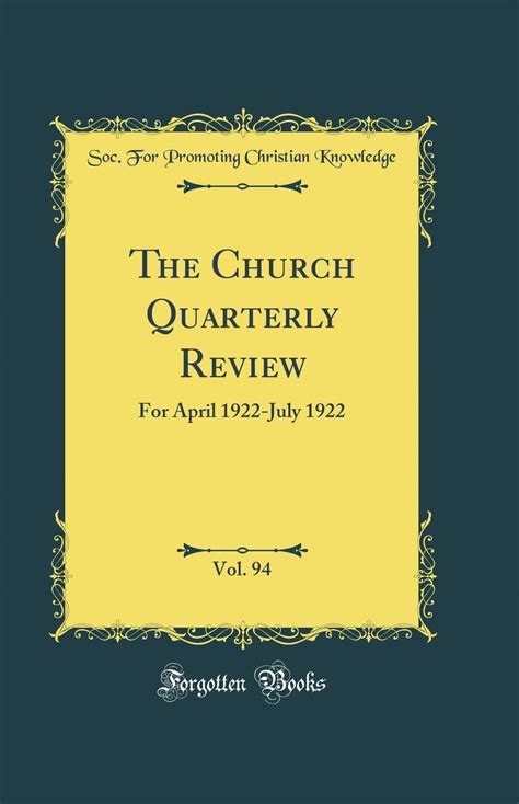 The Church Quarterly Review Volume 40 PDF