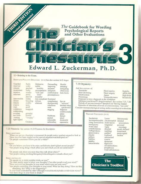 The Clinician s Thesaurus A Guidebook to Wording Psychological Reports and Other Evaluations Clinician s Toolbox Reader
