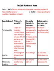 The Cold War Comes Home Answer Key Reader