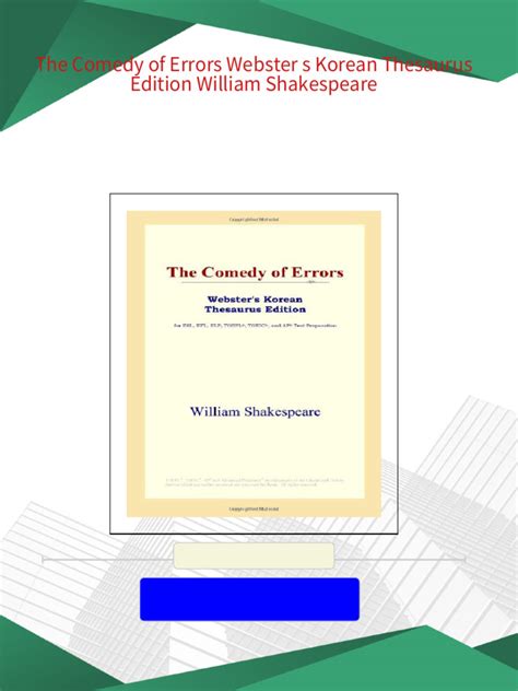 The Comedy of Errors Webster s Korean Thesaurus Edition Reader