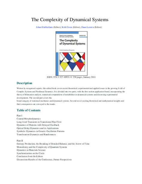 The Complexity of Dynamical Systems A Multi-disciplinary Perspective Reader