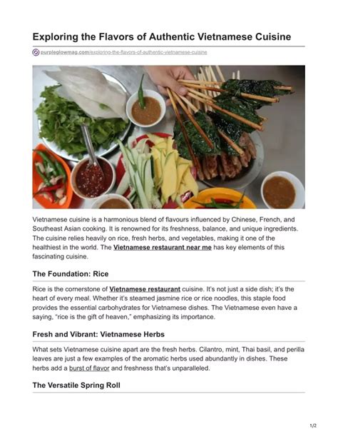 The Comprehensive Guide to Vietnamese Cuisine: Exploring the Flavors of Chua Yen Ching