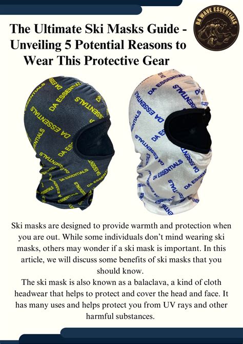 The Comprehensive Guide to White Ski Masks: Unveiling the Enigma, Safety, and Style