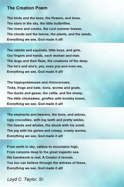 The Creation A Poem Reader