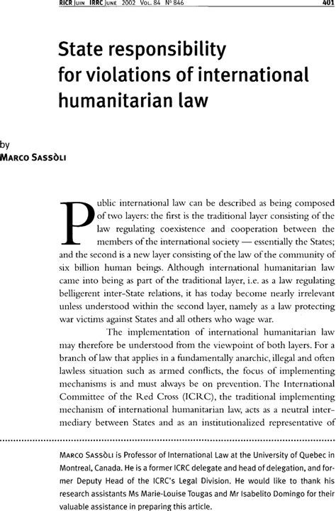 The Criminal Responsibility of Individuals for Violations of International Humanitarian Law Reader