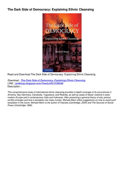 The Dark Side of Democracy Explaining Ethnic Cleansing Epub