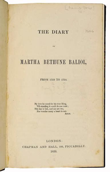 The Diary of Martha Bethune Baliol From 1753 To 1754 Doc