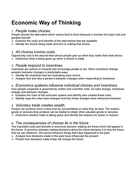 The Economic Way Of Thinking - Study Guide Kindle Editon