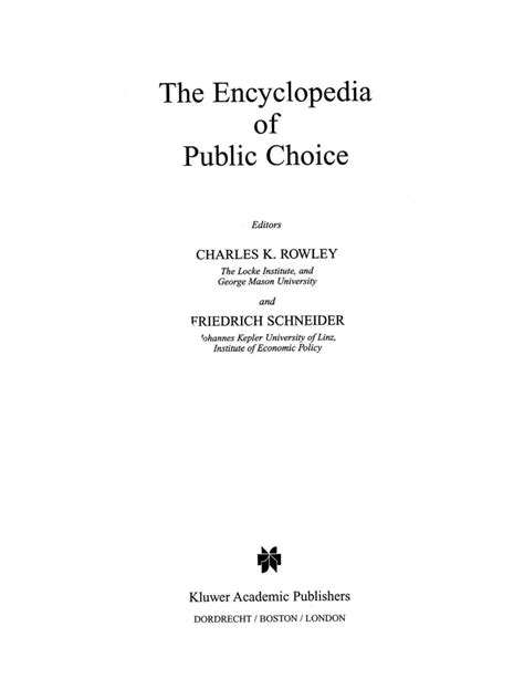 The Encyclopedia of Public Choice Corrected 2nd Printing Doc