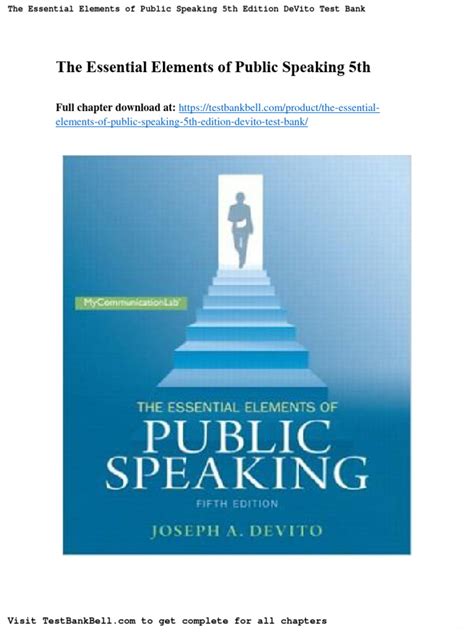 The Essential Elements Of Public Speaking Th Edition Pdf By Devito Reader