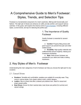 The Evolution of Men's Footwear: A Comprehensive Guide to Trending Styles