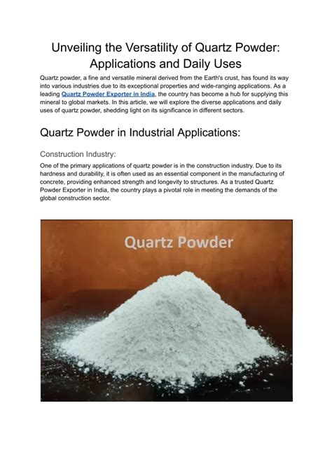 The Extraordinary Versatility of Quartz: 50,000+ Uses and Counting