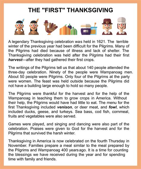 The First Thanksgiving Story Printable