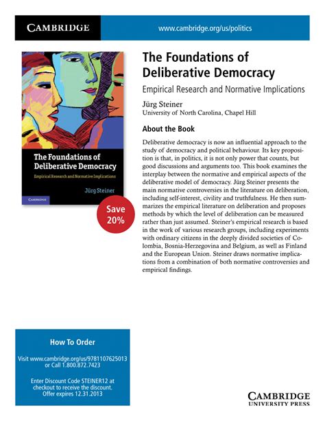 The Foundations of Deliberative Democracy Empirical Research and Normative Implications Doc