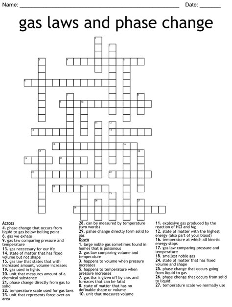 The Gas Laws Crossword Puzzle Answers Reader