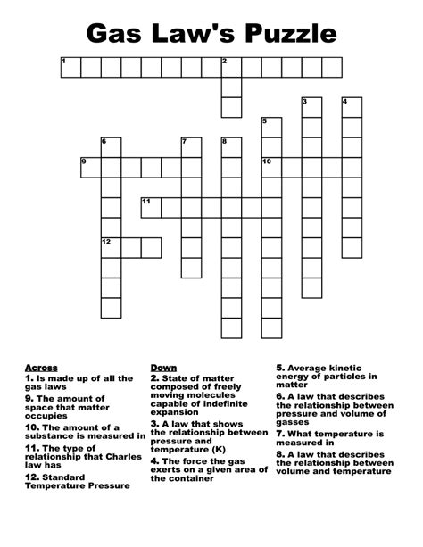 The Gas Laws Crossword Puzzle Answers Reader