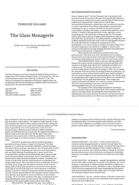 The Glass Menagerie Full Play Pdf PDF