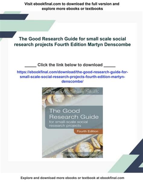 The Good Research Guide: for small-scale social research project Ebook Doc