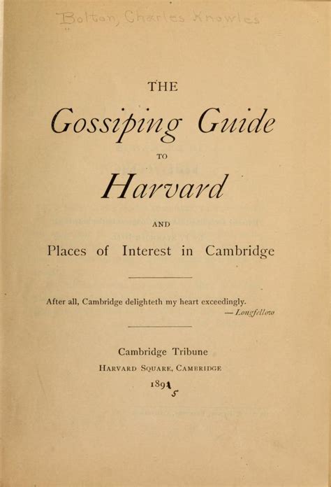 The Gossiping Guide to Harvard and Places of Interest in Cambridge .. Reader