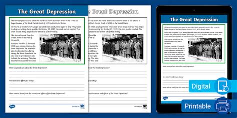 The Great Depression 2nd Grade Second Ebook Doc