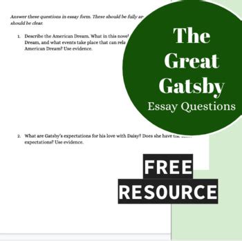 The Great Gatsby Essay Questions And Answers Reader