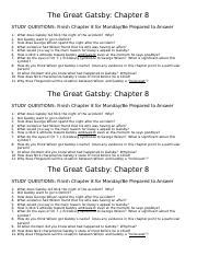 The Great Gatsby Questions And Answers Chapter 8 Reader