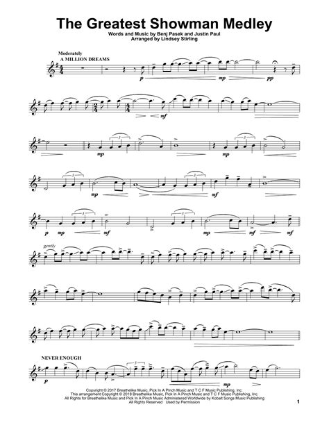 The Greatest Showman Medley for Violin Arranged by Lindsey Stirling Bk Online Audio Reader