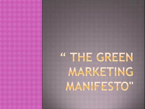 The Green Marketing Manifesto Epub