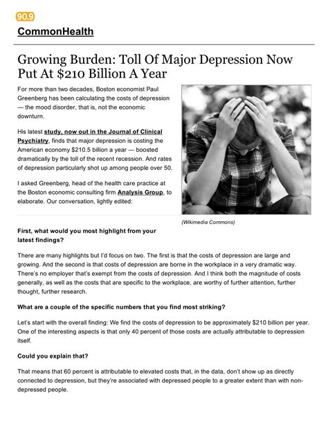 The Growing Burden of Depression