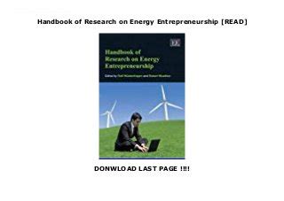 The Handbook of Research on Energy Entrepreneurship PDF
