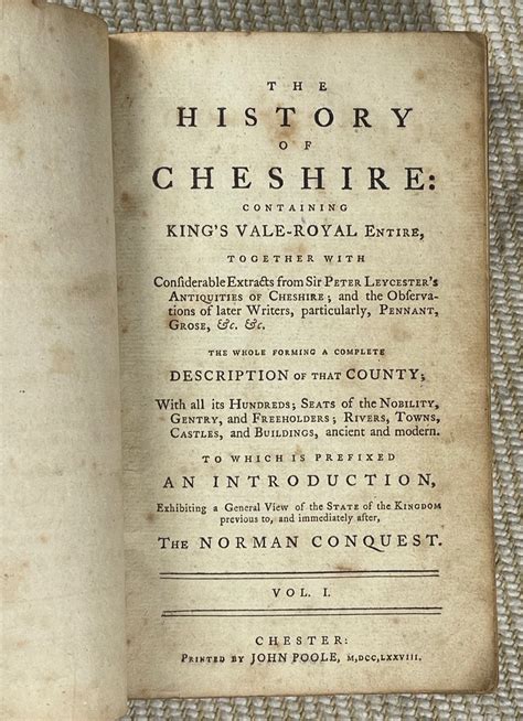 The History Of Cheshire Containing King s Vale-royal Entire Together With Extracts From Sir Peter Leycester s Antiquities Of Cheshire Epub