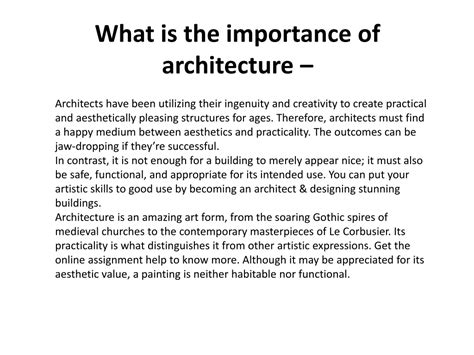 The Importance of Architecture