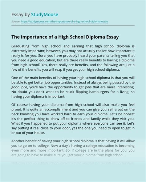 The Importance of a High School Diploma