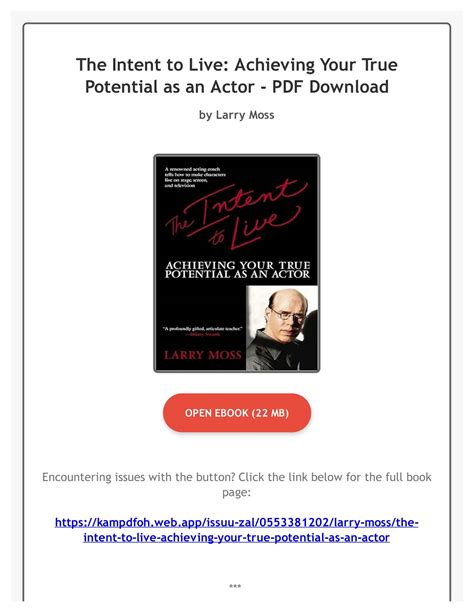 The Intent to Live Achieving Your True Potential as an Actor Epub