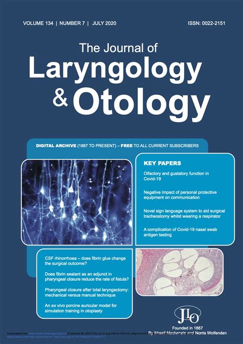 The Journal of Laryngology Kindle Editon