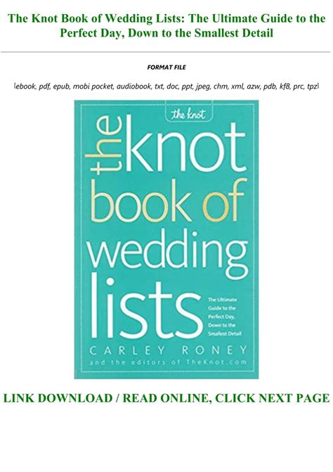 The Knot Book of Wedding Lists The Ultimate Guide to the Perfect Day Down to the Smallest Detail PDF