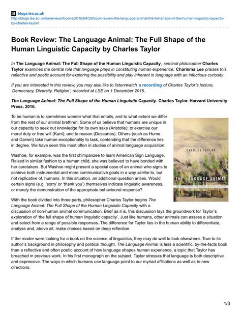 The Language Animal The Full Shape of the Human Linguistic Capacity Kindle Editon