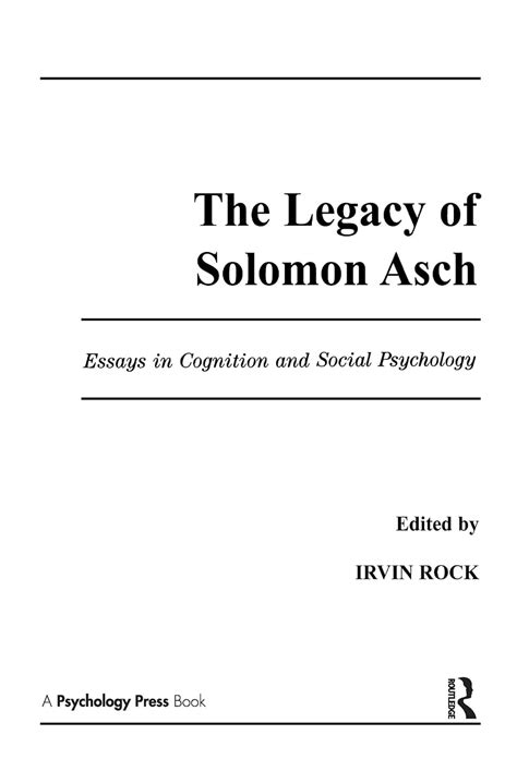 The Legacy of Solomon Asch Essays in Cognition and Social Psychology Doc