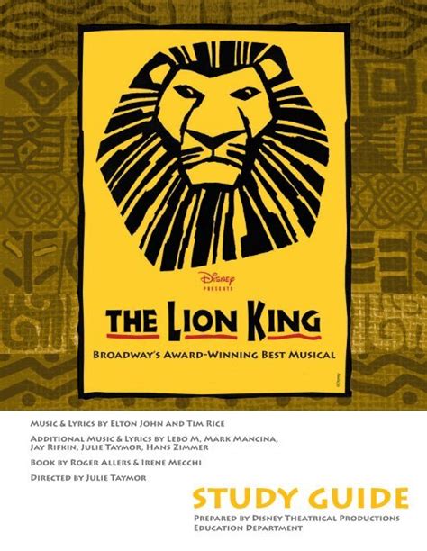 The Lion King Study Guide (PDF) - Disney On Broadway Epub
