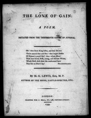 The Love of Gain A Poem Imitated from the Thirteenth Satire of Juvenal by M G Lewis  Doc