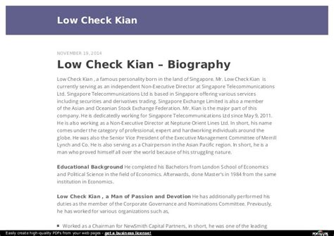 The Low Check Kian: Exploring the Risks and Benefits of a Novel Strategy