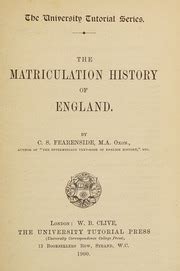 The Matriculation History of England PDF