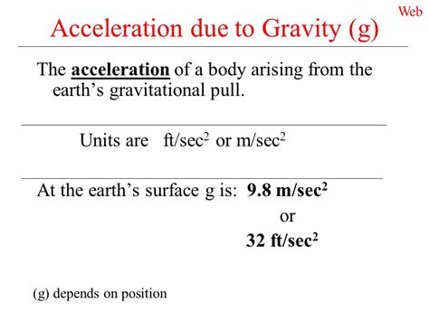 The Measurement of Gravity in Feet per Second