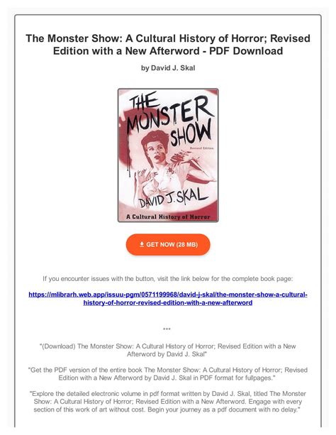 The Monster Show A Cultural History of Horror Revised Edition with a New Afterword