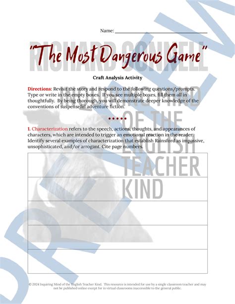 The Most Dangerous Game Literary Analysis Skillbuilder Answers Epub