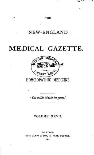 The New England Medical Gazette Volume 26 PDF